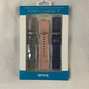 Fitbit charge 3 3 pack silicone bands NEW